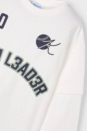 Mayoral Erkek Çocuk Uzun Kol T-shrit Beyaz - Thumbnail