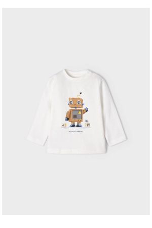 Mayoral Kışlık Erkek Bebek Uzun Kol T-shirt Krem - Thumbnail