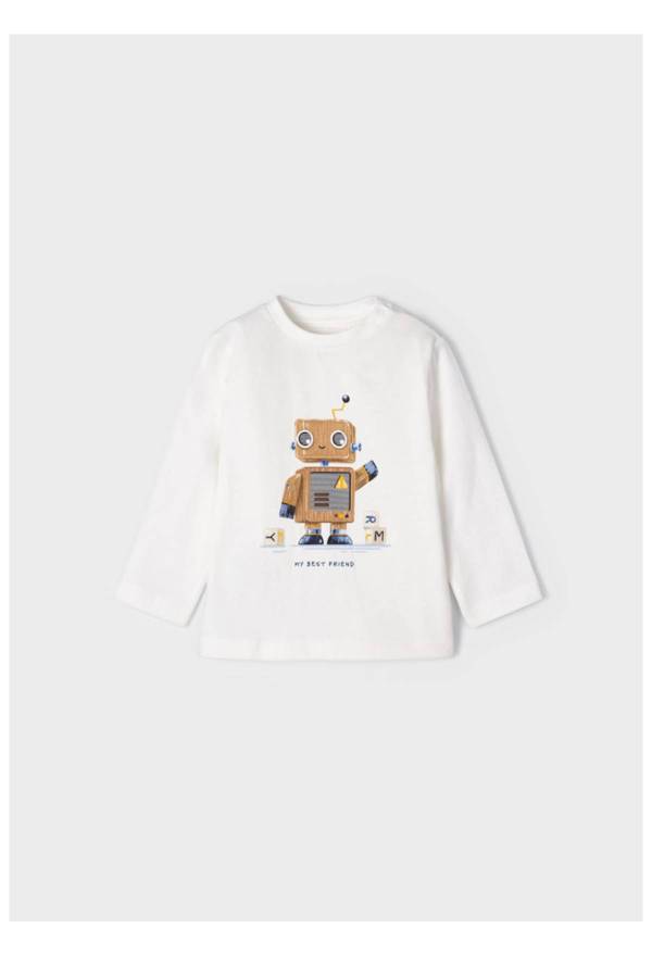 Mayoral Kışlık Erkek Bebek Uzun Kol T-shirt Krem