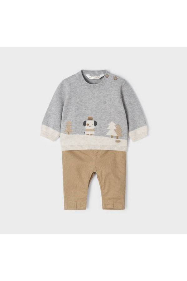 Mayoral Kışlık Erkek Bebek Kazak Pantolon 2'li Set Gri