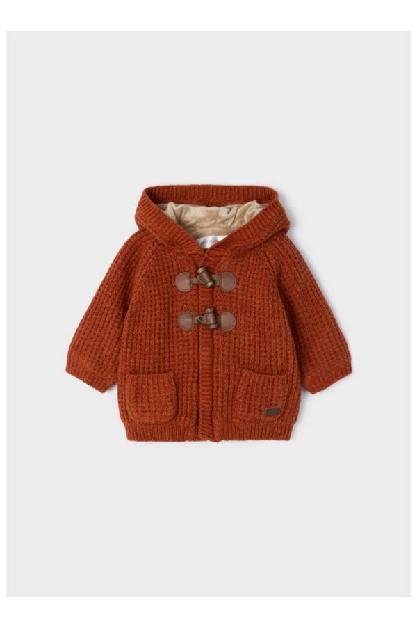 Mayoral Kışlık Erkek Bebek Örme Kapşonlu Ceket Turuncu