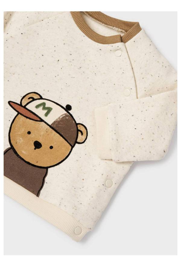 Mayoral Kışlık Erkek Bebek Patikli Pantolon S-shirt Bere Set Krem