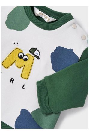 Mayoral Kışlık Erkek Bebek S-shirt Pantolon 2'li Set Yeşil - Thumbnail