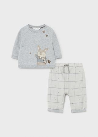 Mayoral Kışlık Erkek Bebek S-Shirt Pantolon Set Gri - Thumbnail