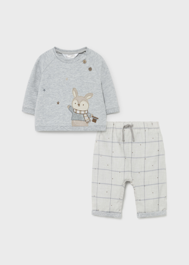 Mayoral Kışlık Erkek Bebek S-Shirt Pantolon Set Gri