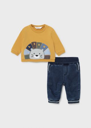 Mayoral Kışlık Erkek Bebek S-Shirt Pantolon Set Sarı - Thumbnail