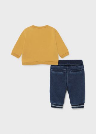 Mayoral Kışlık Erkek Bebek S-Shirt Pantolon Set Sarı - Thumbnail