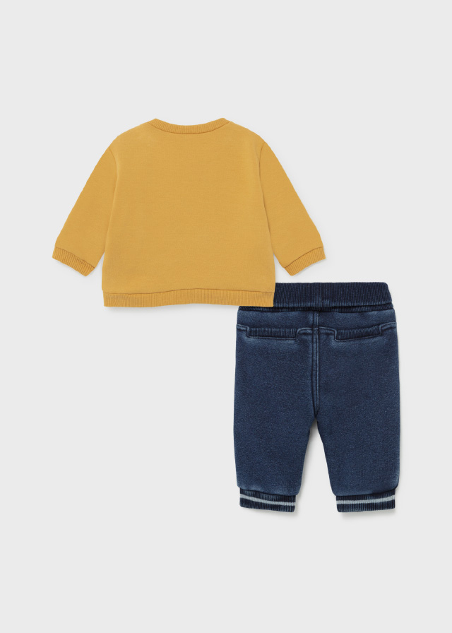 Mayoral Kışlık Erkek Bebek S-Shirt Pantolon Set Sarı