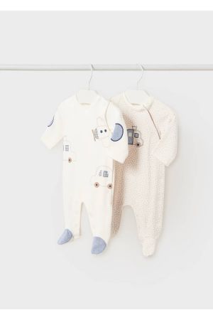 Mayoral Kışlık Erkek Bebek Tulum 2'li Set Beyaz - Thumbnail
