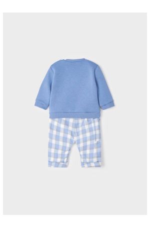 Mayoral Kışlık Erkek Bebek Uzun Kol S-shirt Pantolon 2'li Set Mavi - Thumbnail