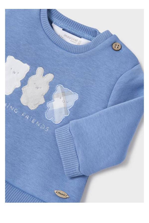 Mayoral Kışlık Erkek Bebek Uzun Kol S-shirt Pantolon 2'li Set Mavi