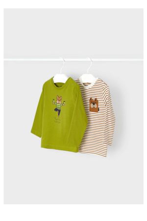 Mayoral Kışlık Erkek Bebek Uzun Kol T-shirt 2'li Set Yeşil - Thumbnail