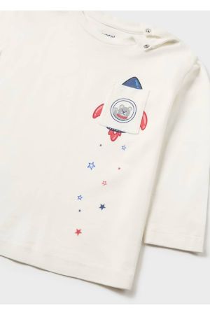 Mayoral Kışlık Erkek Bebek Uzun Kol T-shirt Beyaz Renk - Thumbnail