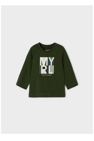 Mayoral Kışlık Erkek Bebek Uzun Kol T-shirt Koyu Yeşil - Thumbnail