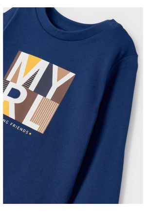 Mayoral Kışlık Erkek Bebek Uzun Kol T-shirt Mavi - Thumbnail