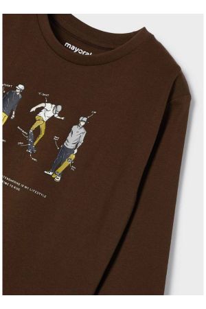 Mayoral Kışlık Erkek Uzun Kol T-shirt 2'li Set Kahverengi - Thumbnail