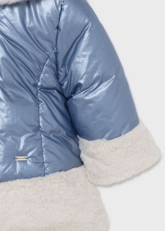 Mayoral Kışlık Kız Bebek Kapşonlu Çift Taraflı Kürklü Mont Mavi - Thumbnail
