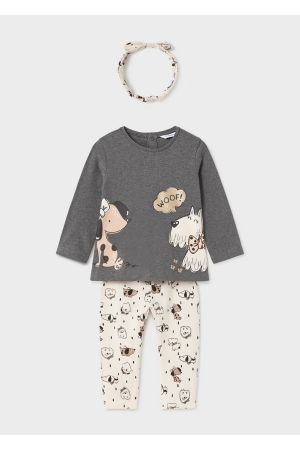 Mayoral Kışlık Kız Bebek S-shirt Tayt 2'li Set Krem - Thumbnail