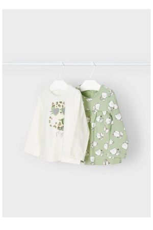 Mayoral Kışlık Kız Bebek Uzun Kol T-shirt 2'li Set Yeşil - Thumbnail