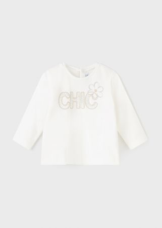Mayoral Kışlık Kız Bebek Uzun Kol T-shirt Beyaz - Thumbnail