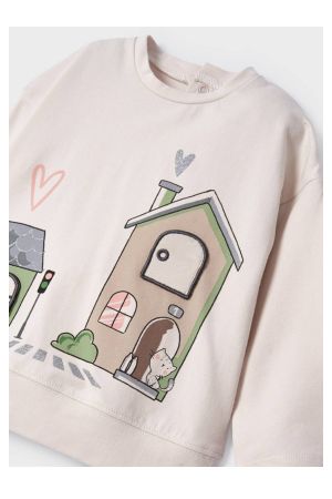 Mayoral Kışlık Kız Bebek Uzun Kol T-shirt Krem - Thumbnail