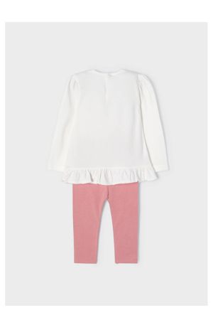 Mayoral Kışlık Kız Bebek Uzun Kol T-shirt Tayt 2'li Set Pembe - Thumbnail