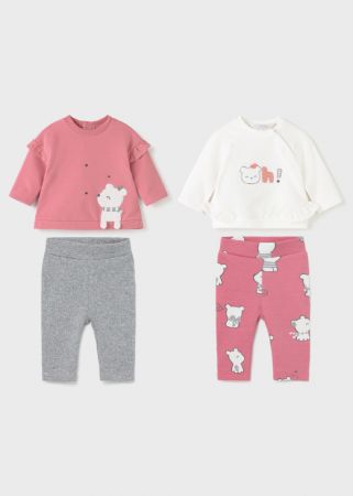 Mayoral Kışlık Kız Bebek Uzun Kol T-shirt Tayt 4’lü Set - Thumbnail