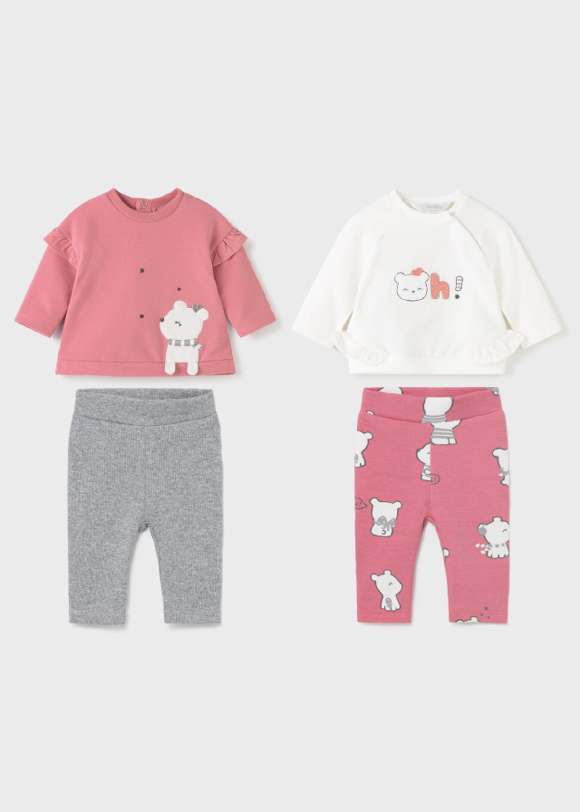 Mayoral Kışlık Kız Bebek Uzun Kol T-shirt Tayt 4’lü Set