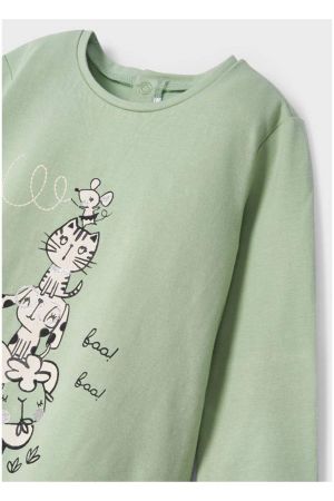 Mayoral Kışlık Kız Bebek Uzun Kol T-shirt Yeşil - Thumbnail