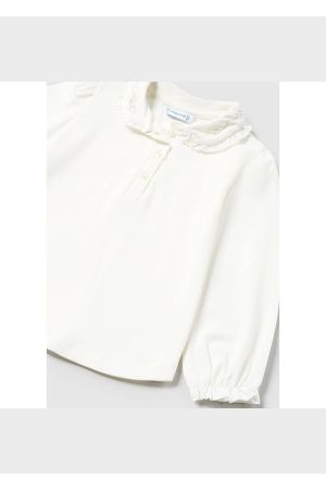 Mayoral Kışlık Kız Bebek Yakası İşlemeli Uzun Kol T-Shirt Beyaz - Thumbnail