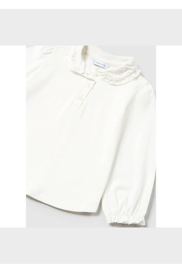 Mayoral Kışlık Kız Bebek Yakası İşlemeli Uzun Kol T-Shirt Beyaz