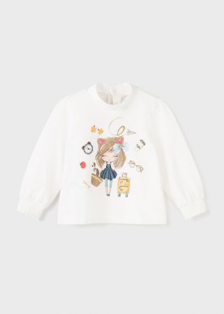 Mayoral Kışlık Kız Bebek Yarım Balıkçı Uzun Kol T-shirt Beyaz - Thumbnail