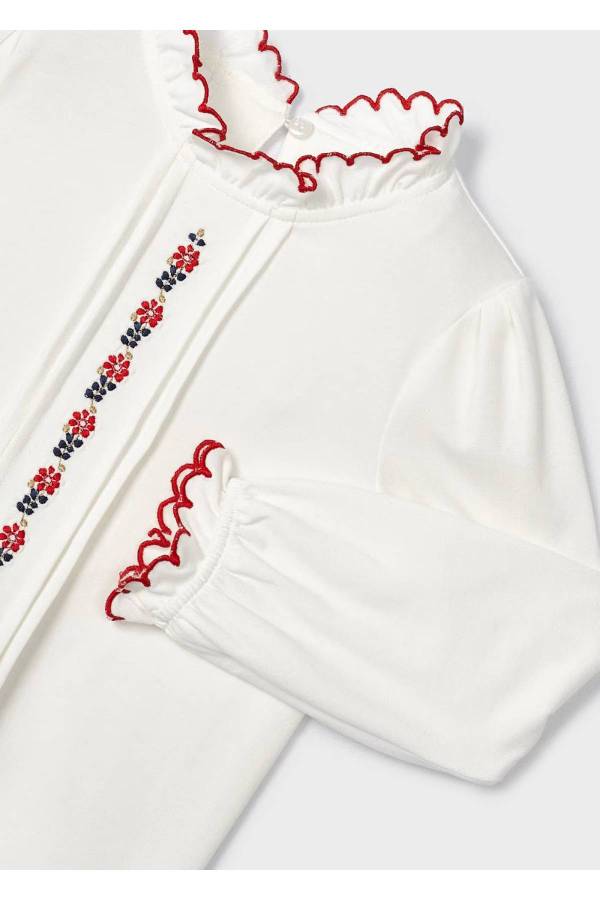 Mayoral Kışlık Kız Örme İşlemeli Bluz Beyaz