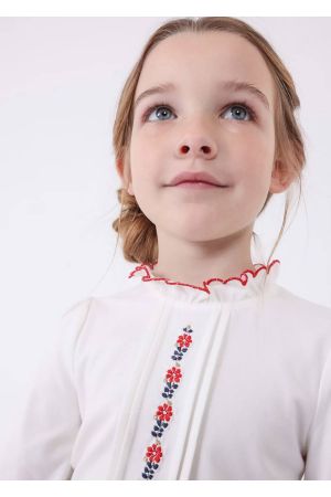 Mayoral Kışlık Kız Örme İşlemeli Bluz Beyaz - Thumbnail
