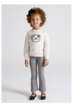Mayoral Kışlık Kız Uzun Kol Bluz Tayt Pantolon 2'li Set Krem - Thumbnail