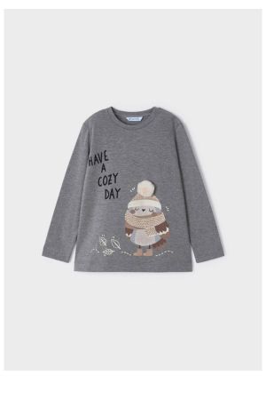 Mayoral Kışlık Kız Uzun Kol T-shirt Gri - Thumbnail