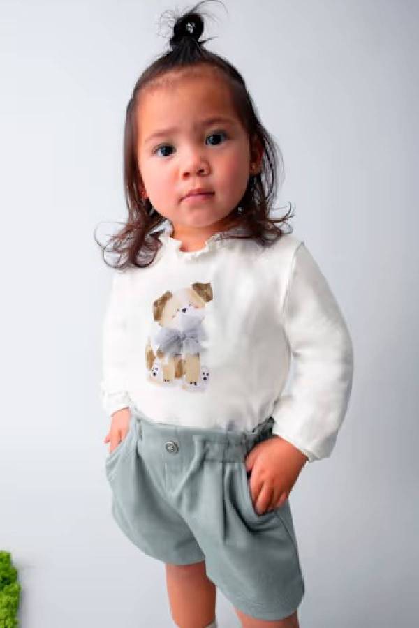 Mayoral Kız Bebek Uzun Kol T-shrit Krem