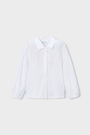 Mayoral - Mayoral Kız Çocuk Beyaz Simli Gömlek
