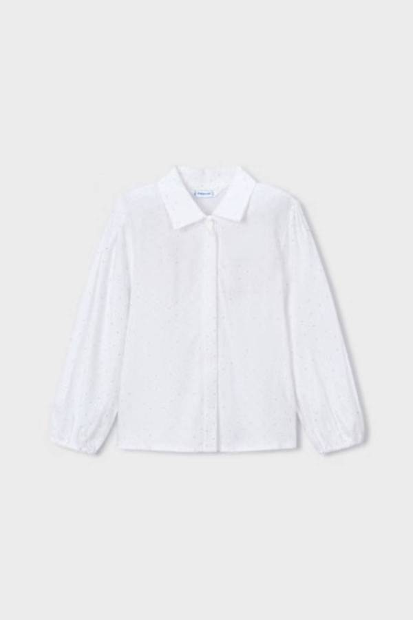 Mayoral Kız Çocuk Beyaz Simli Gömlek