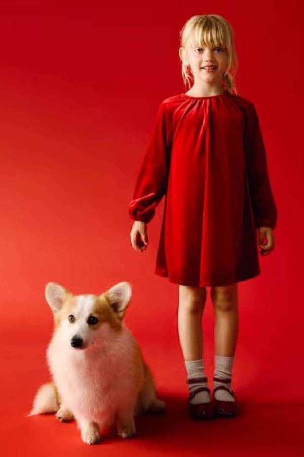 Mayoral Kız Çocuk Kadife Kurdele Elbise