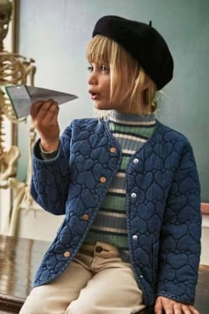 Mayoral - Mayoral Kız Çocuk Kapitone Kot Ceket