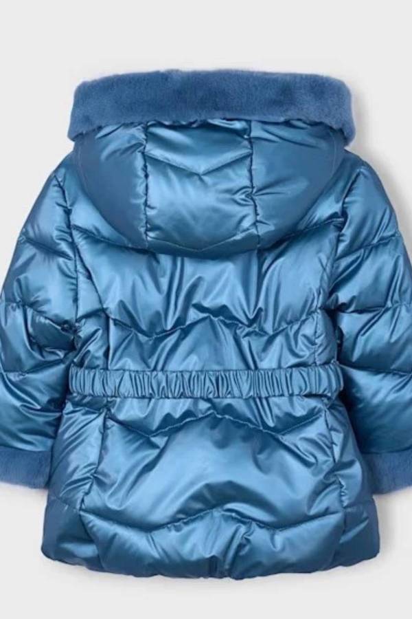 Mayoral Kız Çocuk Kürklü Uzun Mont Mavi