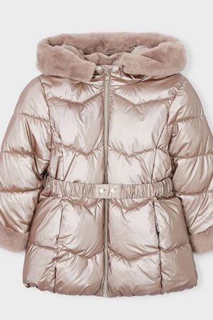 Mayoral - Mayoral Kız Çocuk Kürklü Uzun Mont