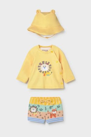 Mayoral - Mayoral Yazlık Erkek Bebek Bluz Mayo Şapka 3'lü Set Sarı