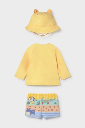 Mayoral Yazlık Erkek Bebek Bluz Mayo Şapka 3'lü Set Sarı - Thumbnail