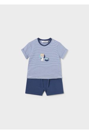 Mayoral Yazlık Erkek Bebek Bluz Şort 4'lü Set Mavi - Thumbnail