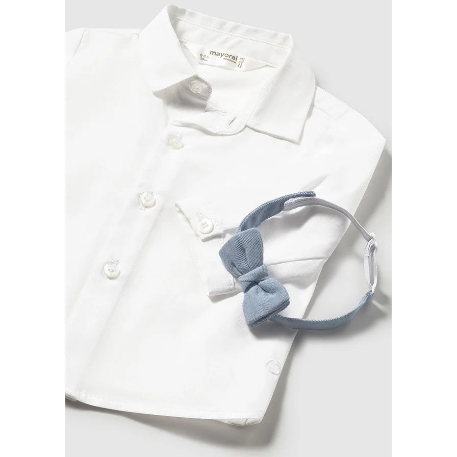Mayoral Yazlık Erkek Bebek Gömlek Papyon Set Beyaz