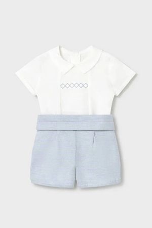 Mayoral - Mayoral Yazlık Erkek Bebek Gömlek Şort 2'li Set Mavi