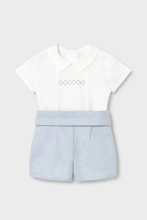 Mayoral Yazlık Erkek Bebek Gömlek Şort 2'li Set Mavi
