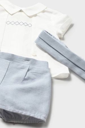 Mayoral Yazlık Erkek Bebek Gömlek Şort 2'li Set Mavi - Thumbnail